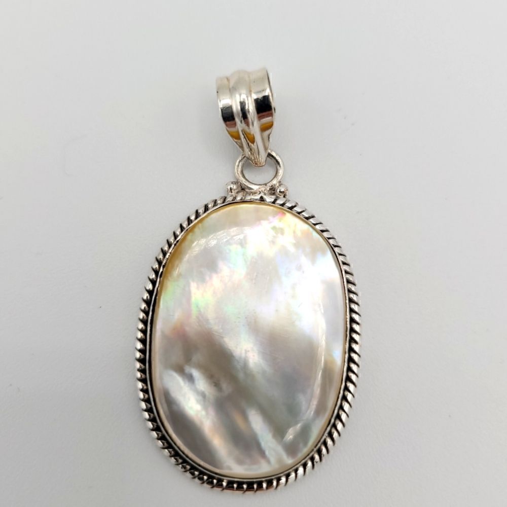 Natural Mother Of Pearl Pendant 925 Sterling Silver